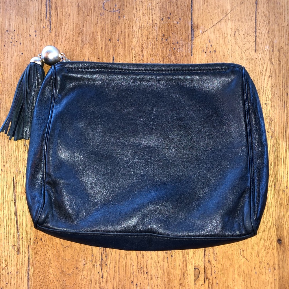 Vintage Black Leather Genny Clutch